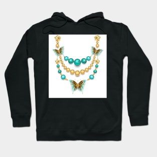 Necklace with Turquoise Butterflies Hoodie